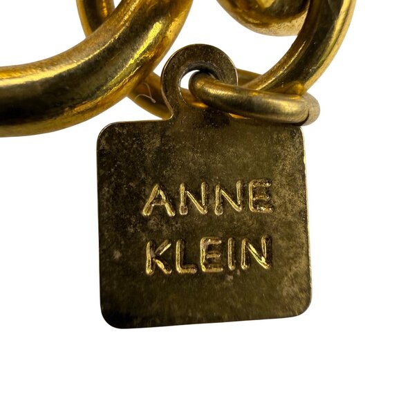 Anne Klein Women’s Gold Tone Metal Link Necklace Textured Statement Jewelry - Picture 3 of 4